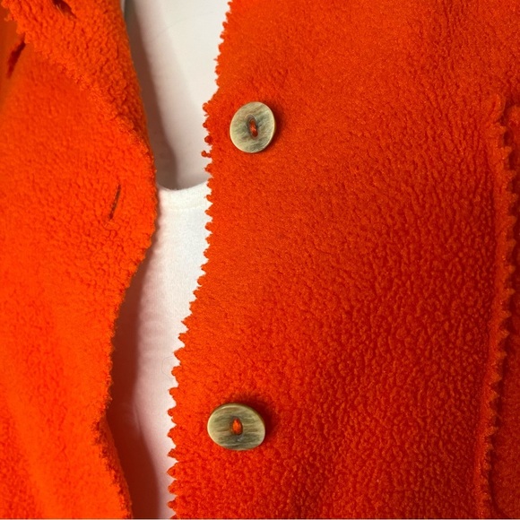 Women’s Shacket Size XL Moda International Red/Orange Fleece Sharktooth Buttons - Picture 5 of 15